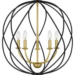 Bryn 5-Light Aged Brass Globe Pendant by Quoizel -Quoizel Sales aged brass quoizel chandeliers byn2824ab 44 1000