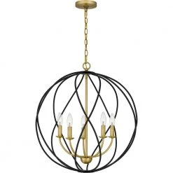 Bryn 5-Light Aged Brass Globe Pendant by Quoizel -Quoizel Sales aged brass quoizel chandeliers byn2824ab c3 1000