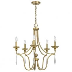 Joules 5-Light Aged Brass Candle-Style Chandelier by Quoizel -Quoizel Sales aged brass quoizel chandeliers jou5025ab 4f 1000