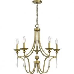 Joules 5-Light Aged Brass Candle-Style Chandelier by Quoizel