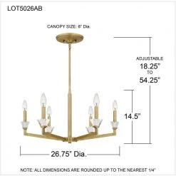 Lottie 6-Light Aged Brass Chandelier by Quoizel -Quoizel Sales aged brass quoizel chandeliers lot5026ab 76 1000