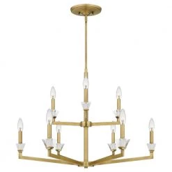 Lottie 9-Light Aged Brass Chandelier by Quoizel