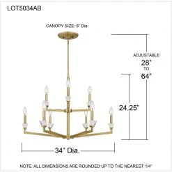 Lottie 9-Light Aged Brass Chandelier by Quoizel -Quoizel Sales aged brass quoizel chandeliers lot5034ab 76 1000