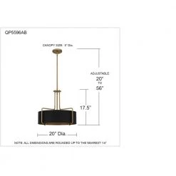 Hanley 4-Light Aged Brass Standard Pendant by Quoizel -Quoizel Sales aged brass quoizel chandeliers qp5596ab 76 1000