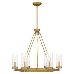 Valens 6-Light Aged Brass Chandelier with Clear Reeded Glass by Quoizel