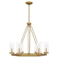 Valens 6-Light Aged Brass Chandelier with Clear Reeded Glass by Quoizel -Quoizel Sales aged brass quoizel chandeliers vls5028ab c3 1000