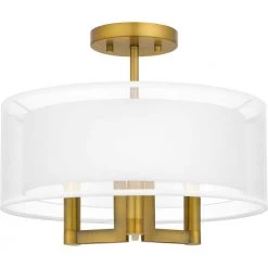 Bodnar 15 in. 3-Light Aged Brass Semi-Flush Mount by Quoizel