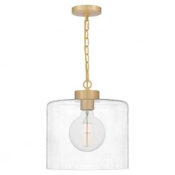 Abner 1-Light Aged Brass Mini Pendant by Quoizel