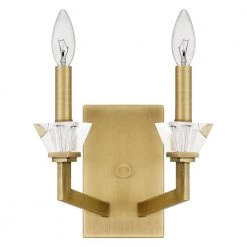 Lottie 2-Light Aged Brass Wall Sconce by Quoizel -Quoizel Sales aged brass quoizel vanity lighting lot8708ab c3 1000