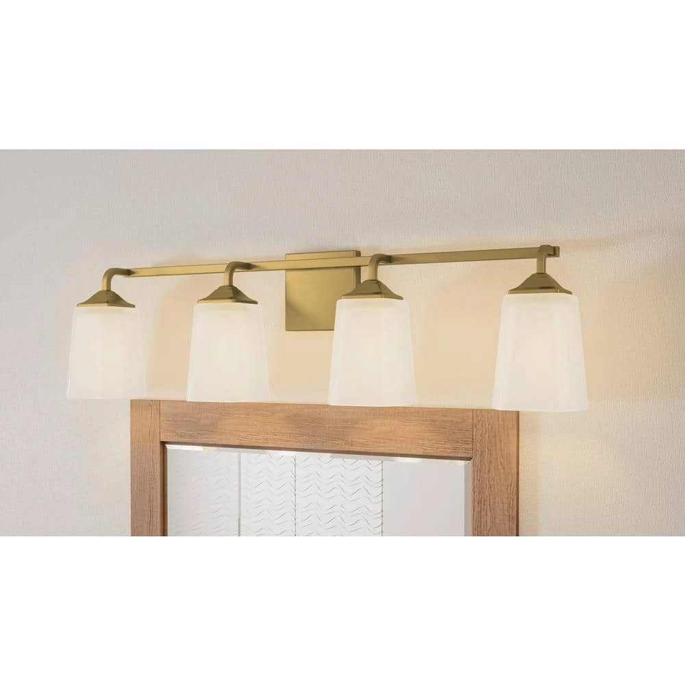 Thoresby 31 in. 4-Light Aged Brass Vanity Light by Quoizel 5 Thoresby 31 in. 4-Light Aged Brass Vanity Light by Quoizel - Image 3