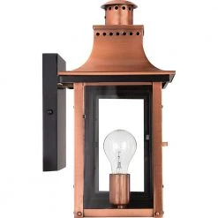 Chalmers 1-Light Copper Outdoor Wall Lantern Sconce by Quoizel -Quoizel Sales aged copper quoizel outdoor sconces cm8408ac 1f 1000