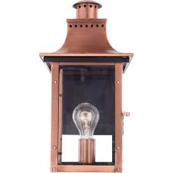 Chalmers 1-Light Copper Outdoor Wall Lantern Sconce by Quoizel -Quoizel Sales aged copper quoizel outdoor sconces cm8408ac 4f 1000