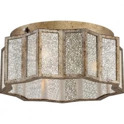 Shrine 16 in. 3-Light Aged Gold Flush Mount by Quoizel -Quoizel Sales aged gold quoizel flush mount lights sre1616agl 4f 1000