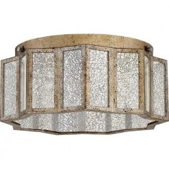 Shrine 16 in. 3-Light Aged Gold Flush Mount by Quoizel -Quoizel Sales aged gold quoizel flush mount lights sre1616agl c3 1000