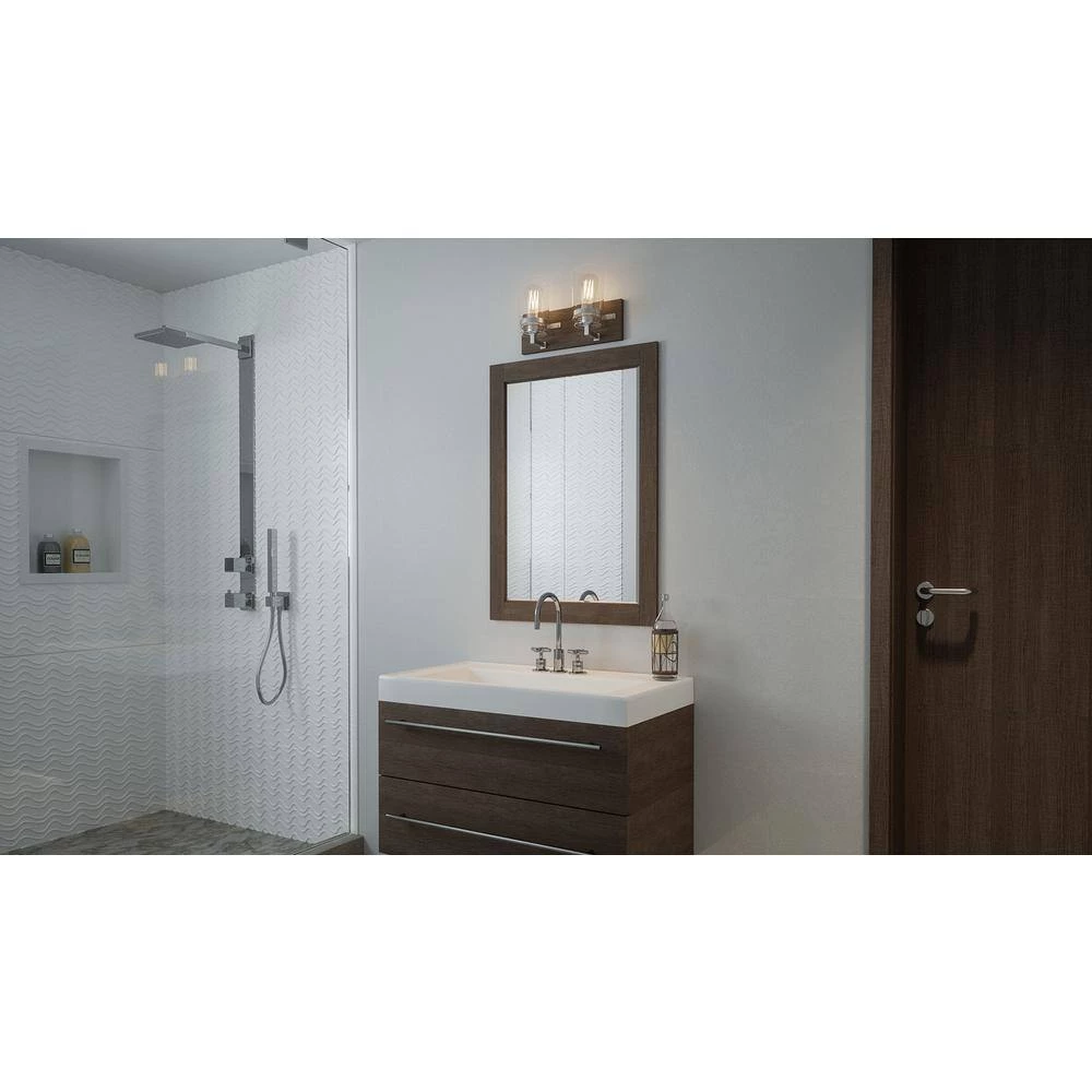 Craven 2-Light Aged Oak Vanity Light by Quoizel 8 Craven 2-Light Aged Oak Vanity Light by Quoizel - Image 6