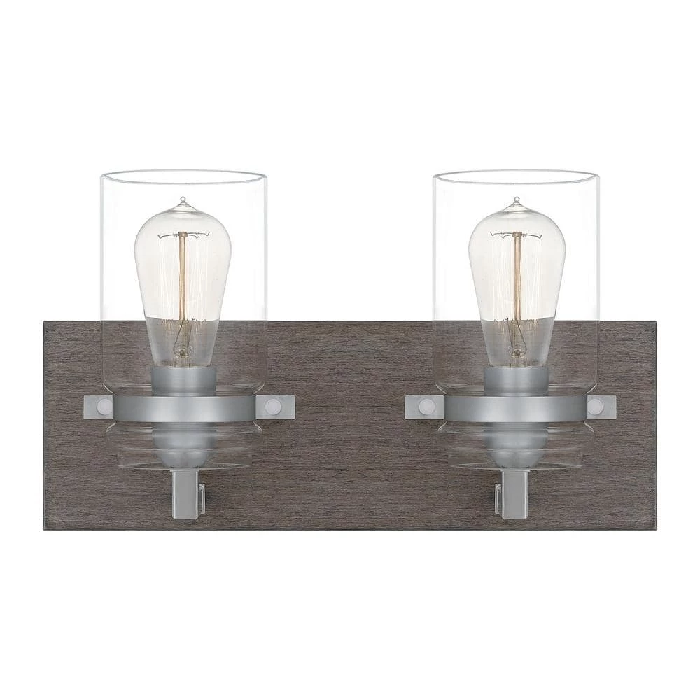Craven 2-Light Aged Oak Vanity Light by Quoizel 3 Craven 2-Light Aged Oak Vanity Light by Quoizel