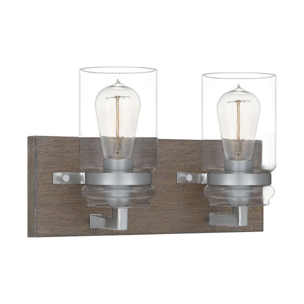 Craven 2-Light Aged Oak Vanity Light by Quoizel 4 Craven 2-Light Aged Oak Vanity Light by Quoizel - Image 2