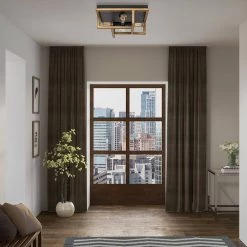 Spencer 16 in. 4-Light Aged Walnut Flush Mount by Quoizel -Quoizel Sales aged walnut quoizel flush mount lights qf5230awn 31 1000