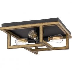 Spencer 16 in. 4-Light Aged Walnut Flush Mount by Quoizel