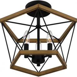 Wintergreen 15 in. 3-Light Aged Walnut Semi-Flush Mount by Quoizel -Quoizel Sales aged walnut quoizel flush mount lights qsf5595awn 1f 1000