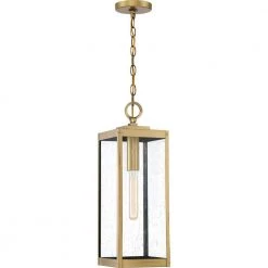 Westover 1-Light Antique Brass Chandelier with Clear Seeded Glass by Quoizel