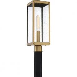 Westover 1-Light Antique Brass Outdoor Post Lantern by Quoizel -Quoizel Sales antique brass quoizel post light sets wvr9007a 4f 1000