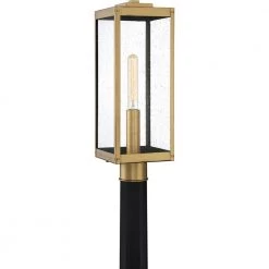 Westover 1-Light Antique Brass Outdoor Post Lantern by Quoizel