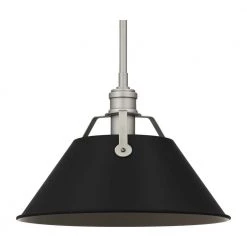 Jessup 1-Light Antique Nickel Mini Pendant with Matte Black Shade by Quoizel -Quoizel Sales antique nickel quoizel pendant lights qpp5343an 44 1000