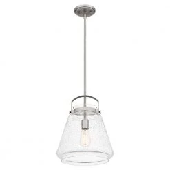 Stella 1-Light Antique Nickel Mini Pendant with Clear Seeded Glass by Quoizel -Quoizel Sales antique nickel quoizel pendant lights stls1512an 1f 1000
