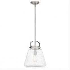 Stella 1-Light Antique Nickel Mini Pendant with Clear Seeded Glass by Quoizel -Quoizel Sales antique nickel quoizel pendant lights stls1512an 4f 1000