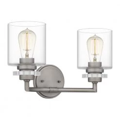 Jaspar 16 in. 2-Light Antique Nickel Vanity Light by Quoizel -Quoizel Sales antique nickel quoizel vanity lighting jsp8616an 1f 1000