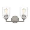 Jaspar 16 in. 2-Light Antique Nickel Vanity Light by Quoizel