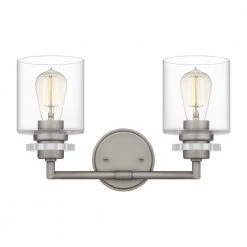 Jaspar 16 in. 2-Light Antique Nickel Vanity Light by Quoizel