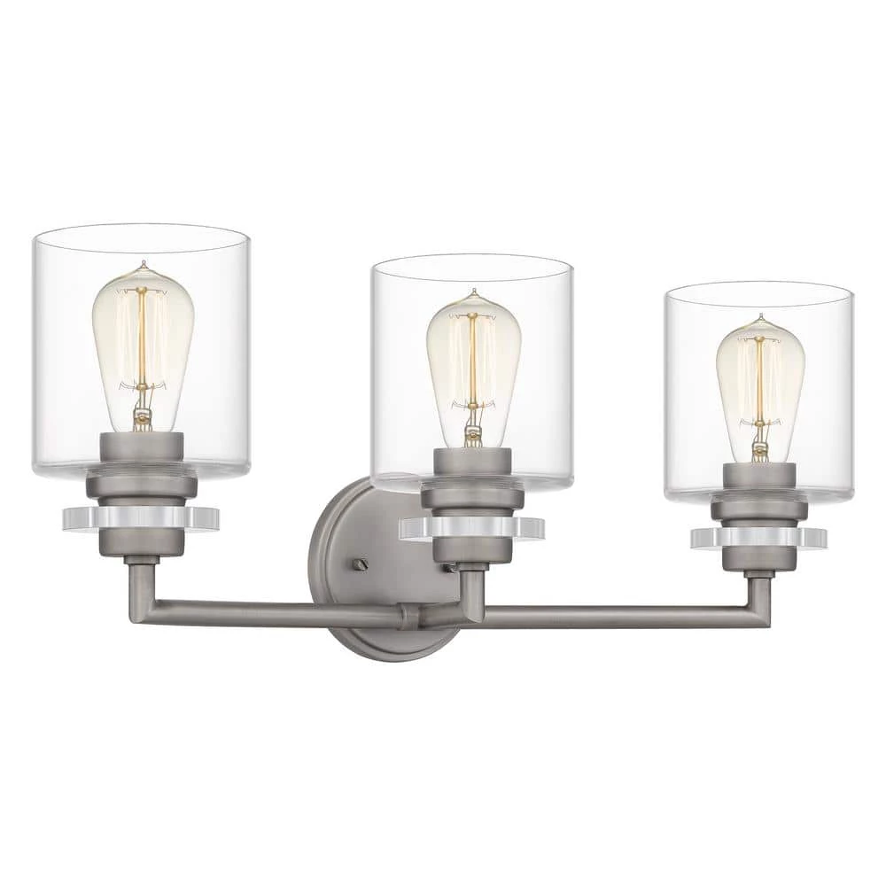 Jaspar 23 in. 3-Light Antique Nickel Vanity Light by Quoizel 6 Jaspar 23 in. 3-Light Antique Nickel Vanity Light by Quoizel - Image 4