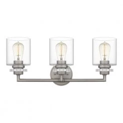 Jaspar 23 in. 3-Light Antique Nickel Vanity Light by Quoizel
