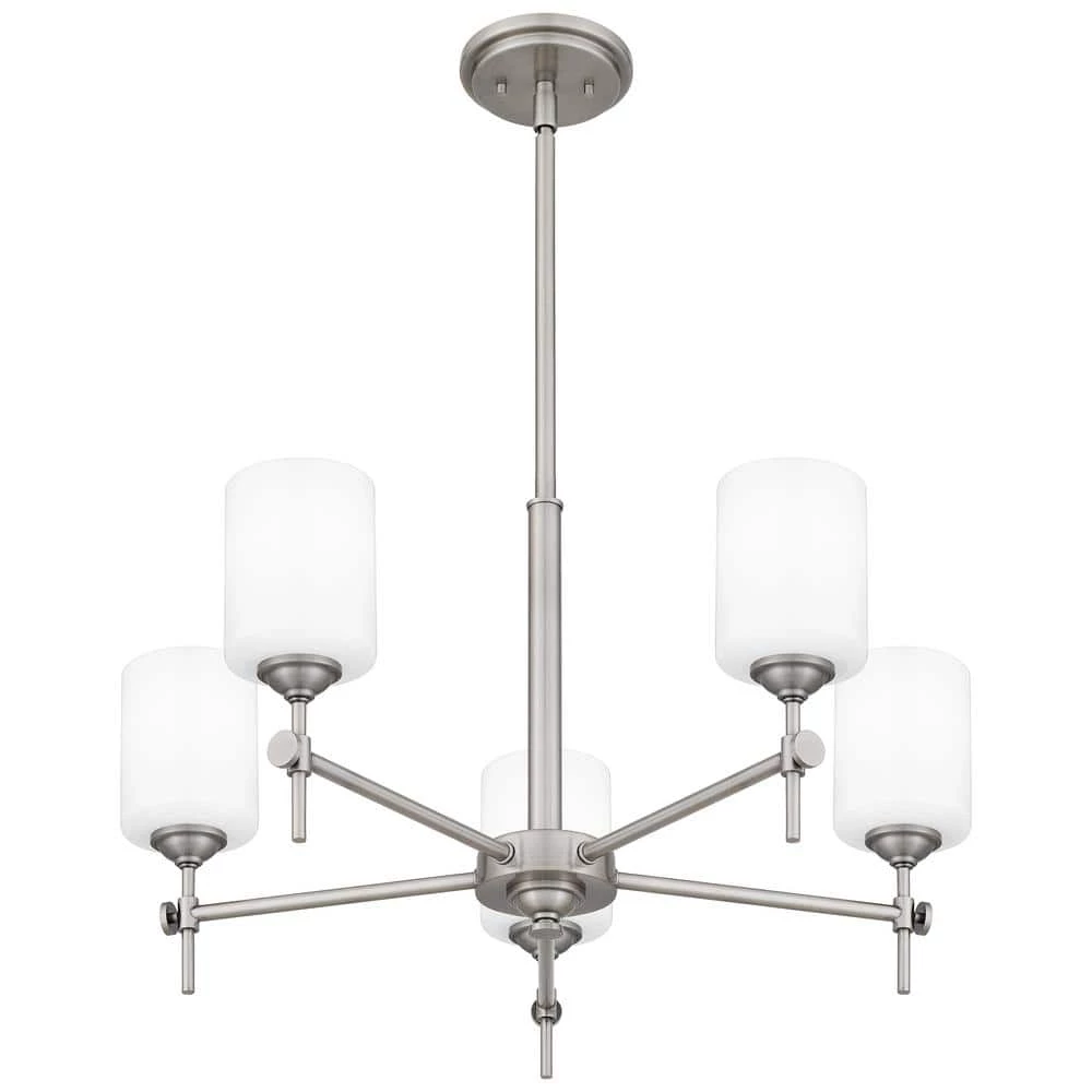 Aria 5-Light Antique Polished Nickel Chandelier with Opal Glass by Quoizel 7 Aria 5-Light Antique Polished Nickel Chandelier with Opal Glass by Quoizel - Image 5