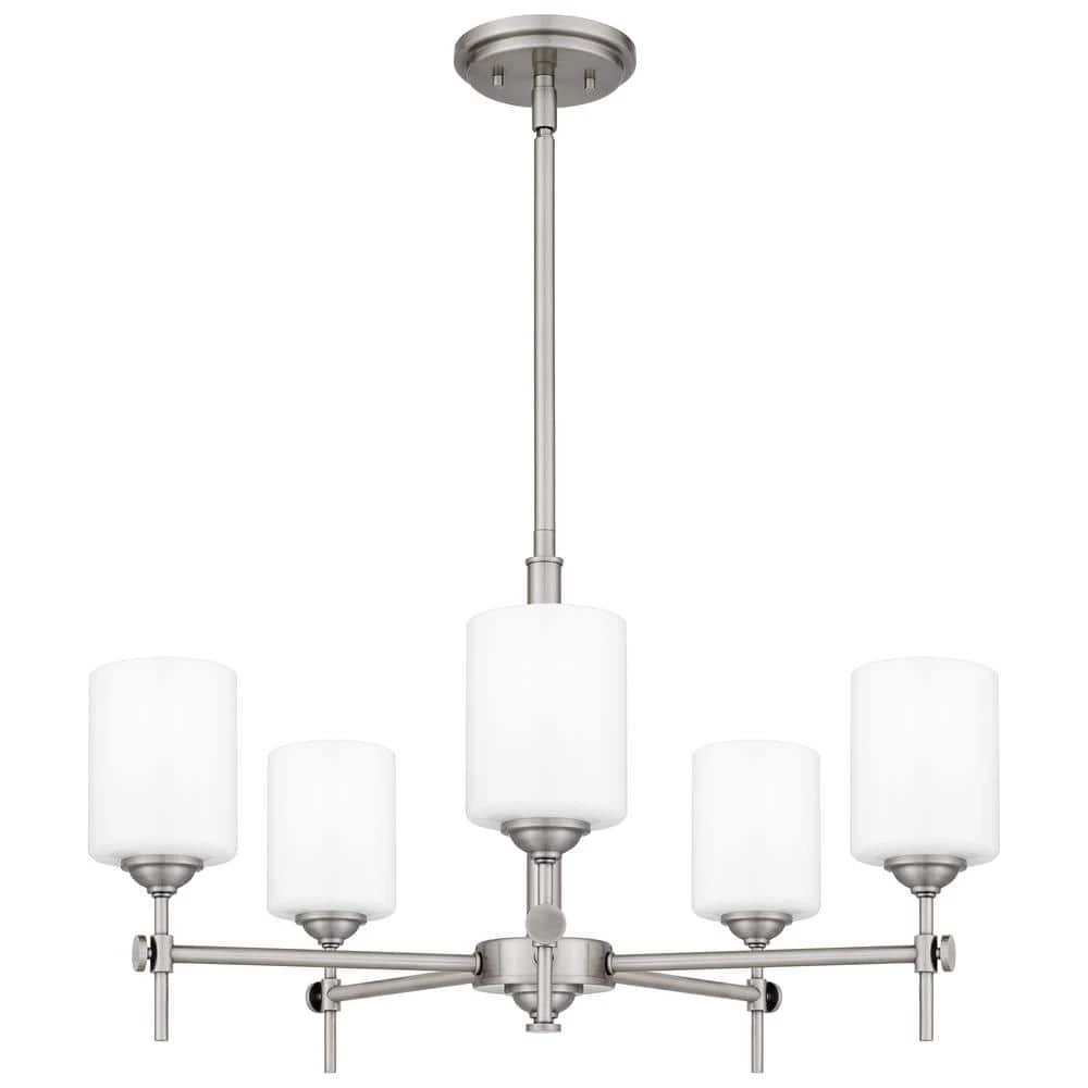 Aria 5-Light Antique Polished Nickel Chandelier with Opal Glass by Quoizel 6 Aria 5-Light Antique Polished Nickel Chandelier with Opal Glass by Quoizel - Image 4