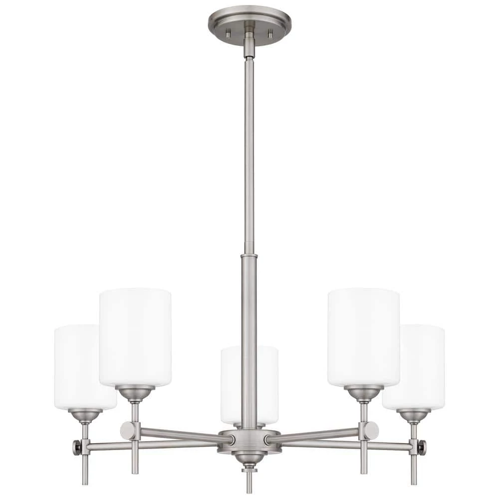 Aria 5-Light Antique Polished Nickel Chandelier with Opal Glass by Quoizel 3 Aria 5-Light Antique Polished Nickel Chandelier with Opal Glass by Quoizel