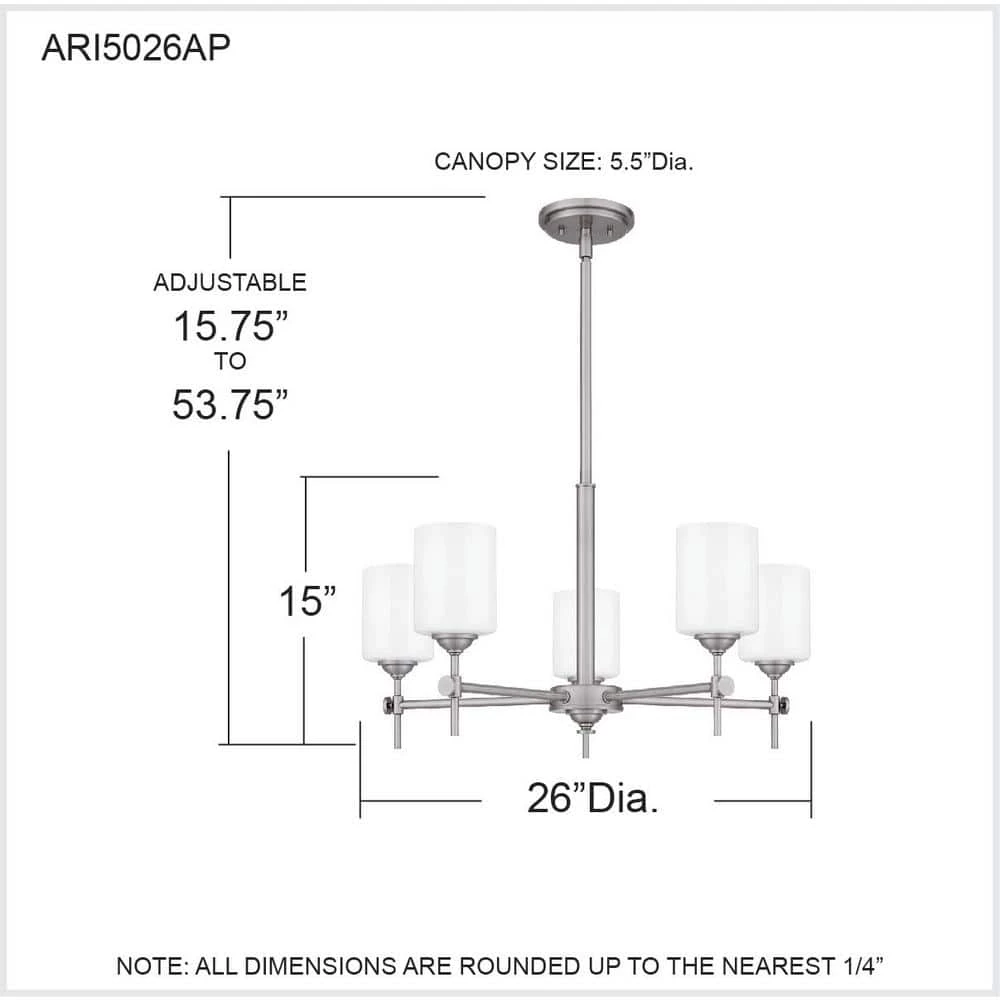 Aria 5-Light Antique Polished Nickel Chandelier with Opal Glass by Quoizel 10 Aria 5-Light Antique Polished Nickel Chandelier with Opal Glass by Quoizel - Image 8