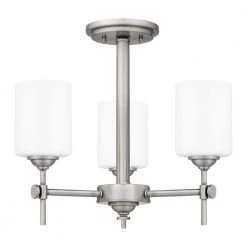 Aria 17 in. 3-Light Antique Polished Nickel Semi-Flush Mount with Opal Glass by Quoizel