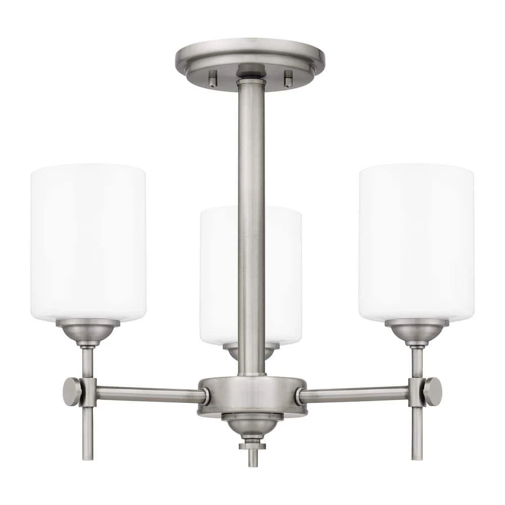 Aria 17 in. 3-Light Antique Polished Nickel Semi-Flush Mount with Opal Glass by Quoizel 3 Aria 17 in. 3-Light Antique Polished Nickel Semi-Flush Mount with Opal Glass by Quoizel