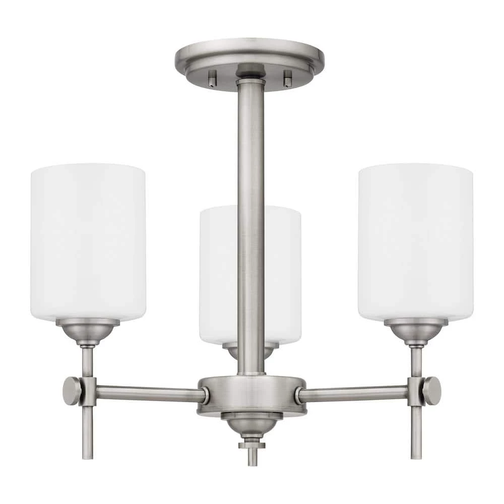 Aria 17 in. 3-Light Antique Polished Nickel Semi-Flush Mount with Opal Glass by Quoizel 8 Aria 17 in. 3-Light Antique Polished Nickel Semi-Flush Mount with Opal Glass by Quoizel - Image 6