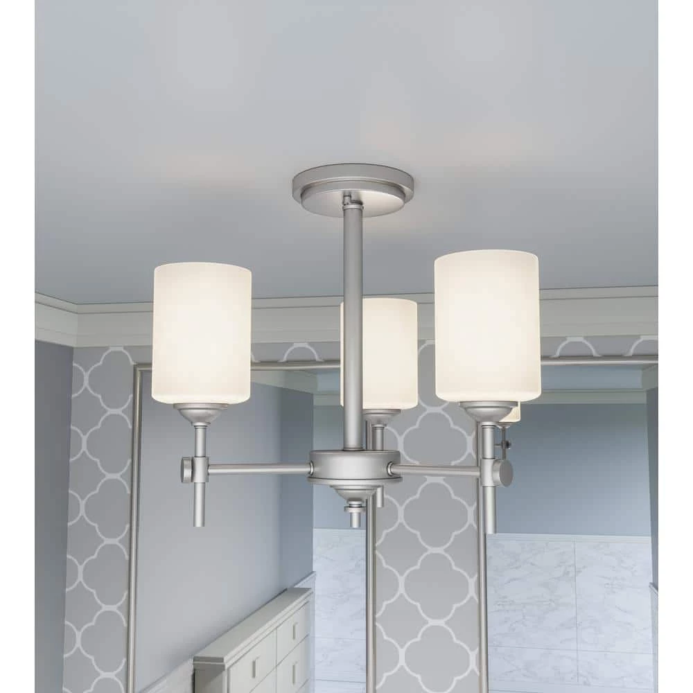 Aria 17 in. 3-Light Antique Polished Nickel Semi-Flush Mount with Opal Glass by Quoizel 4 Aria 17 in. 3-Light Antique Polished Nickel Semi-Flush Mount with Opal Glass by Quoizel - Image 2