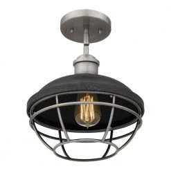 Sandpiper 10 in. 1-Light Antique Polished Nickel Semi-Flush Mount with Metal Shade by Quoizel -Quoizel Sales antique polished nickel quoizel flush mount lights spp1710ap 1f 1000