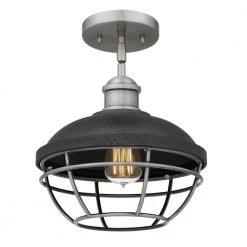Sandpiper 10 in. 1-Light Antique Polished Nickel Semi-Flush Mount with Metal Shade by Quoizel -Quoizel Sales antique polished nickel quoizel flush mount lights spp1710ap 4f 1000
