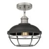 Sandpiper 10 in. 1-Light Antique Polished Nickel Semi-Flush Mount with Metal Shade by Quoizel -Quoizel Sales antique polished nickel quoizel flush mount lights spp1710ap 64 1000