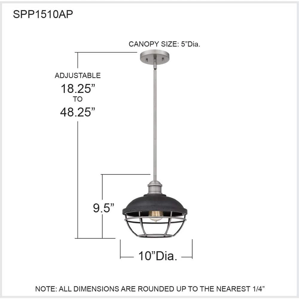 Sandpiper 1-Light Antique Polished Nickel Mini Pendant with Metal Shade by Quoizel 10 Sandpiper 1-Light Antique Polished Nickel Mini Pendant with Metal Shade by Quoizel - Image 8