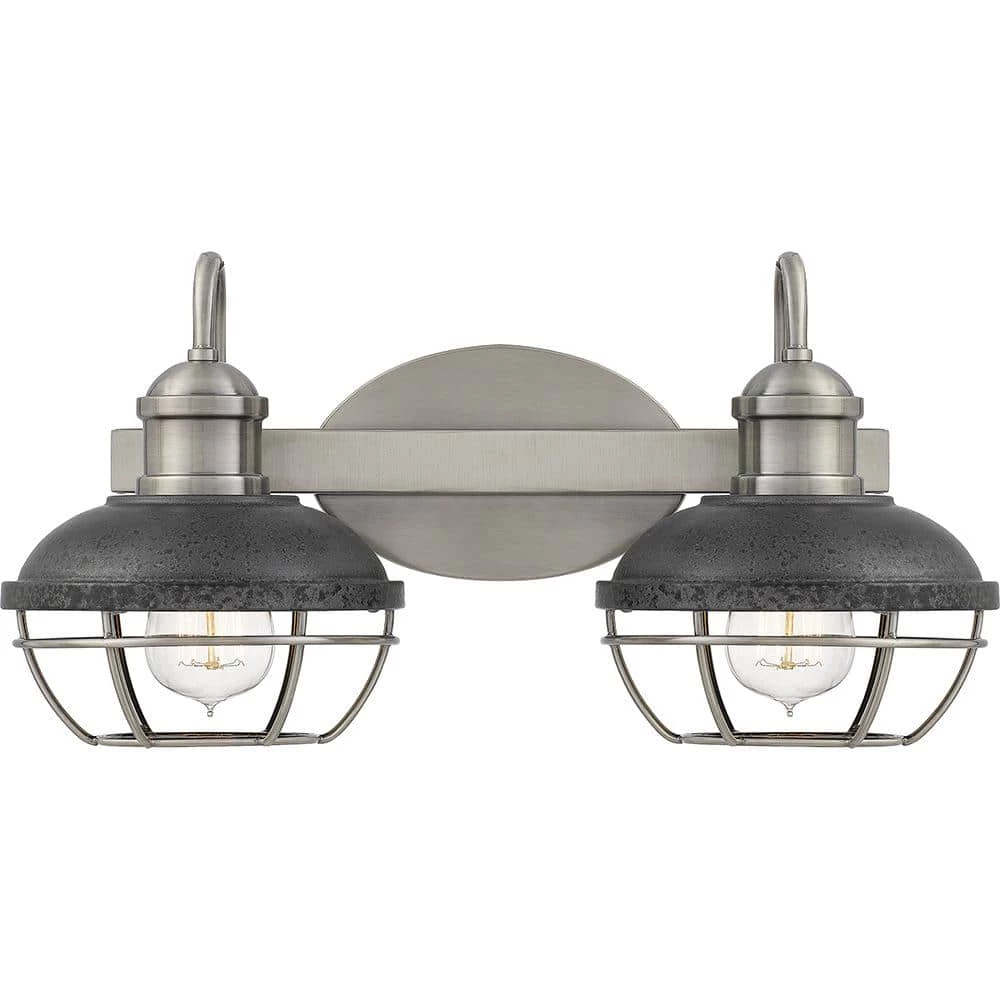 Sandpiper 2-Light Antique Polished Nickel Vanity Light by Quoizel 3 Sandpiper 2-Light Antique Polished Nickel Vanity Light by Quoizel