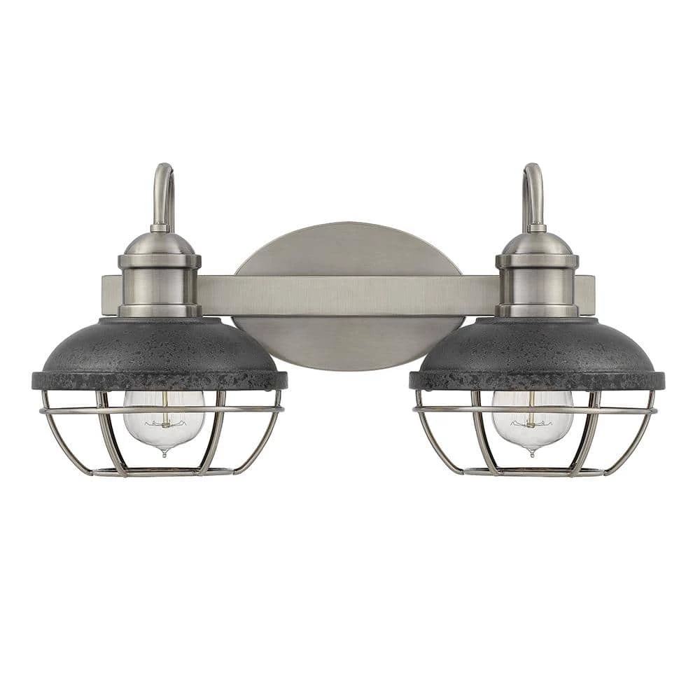 Sandpiper 2-Light Antique Polished Nickel Vanity Light by Quoizel 5 Sandpiper 2-Light Antique Polished Nickel Vanity Light by Quoizel - Image 3