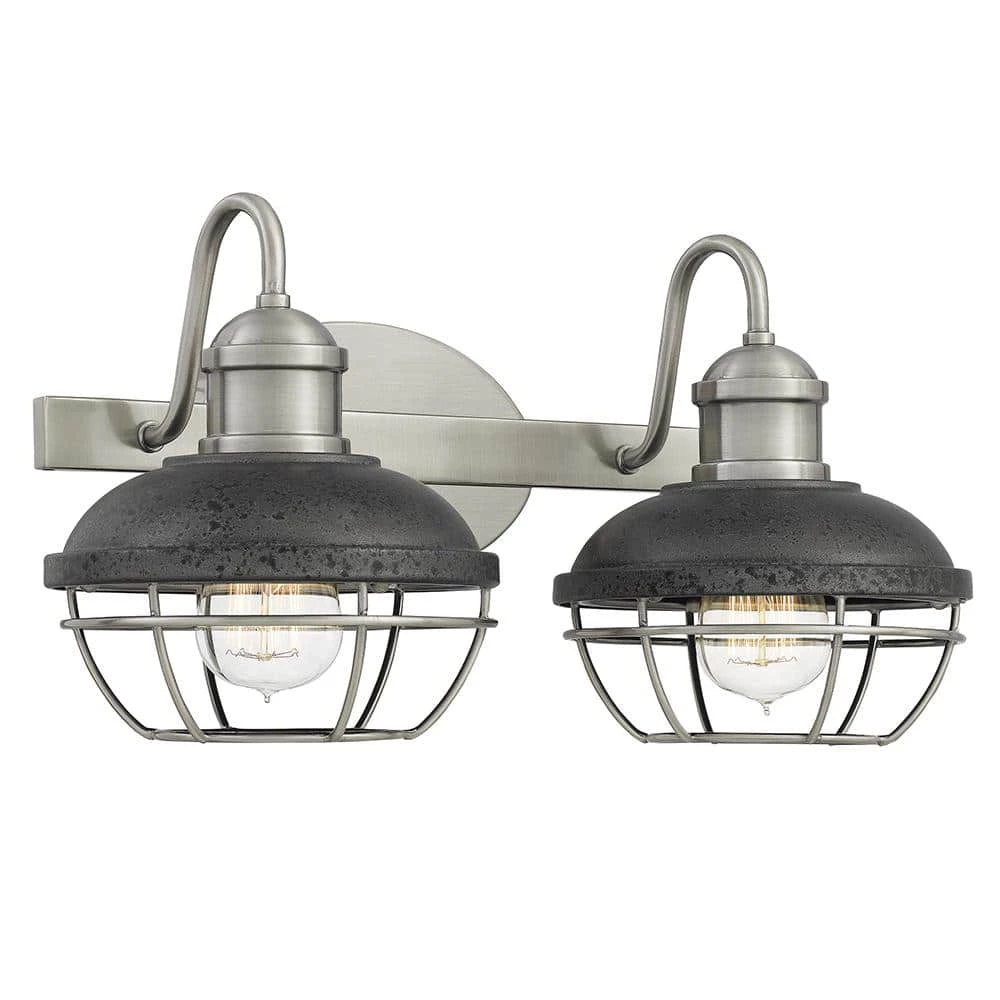 Sandpiper 2-Light Antique Polished Nickel Vanity Light by Quoizel 4 Sandpiper 2-Light Antique Polished Nickel Vanity Light by Quoizel - Image 2